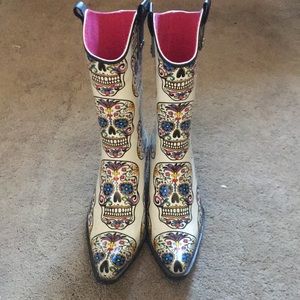 Blazin Roxx Sugar Skull cowboy rainboots boots